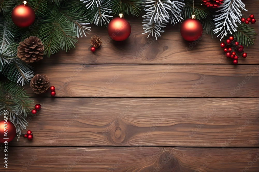 wooden table, top view, christmas background wooden table, top view, christmas background