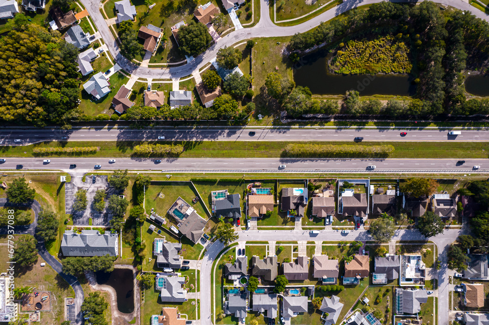 Beautiful aerial view of Tampa suburbs on a Premium residential in Florida USA - Real State