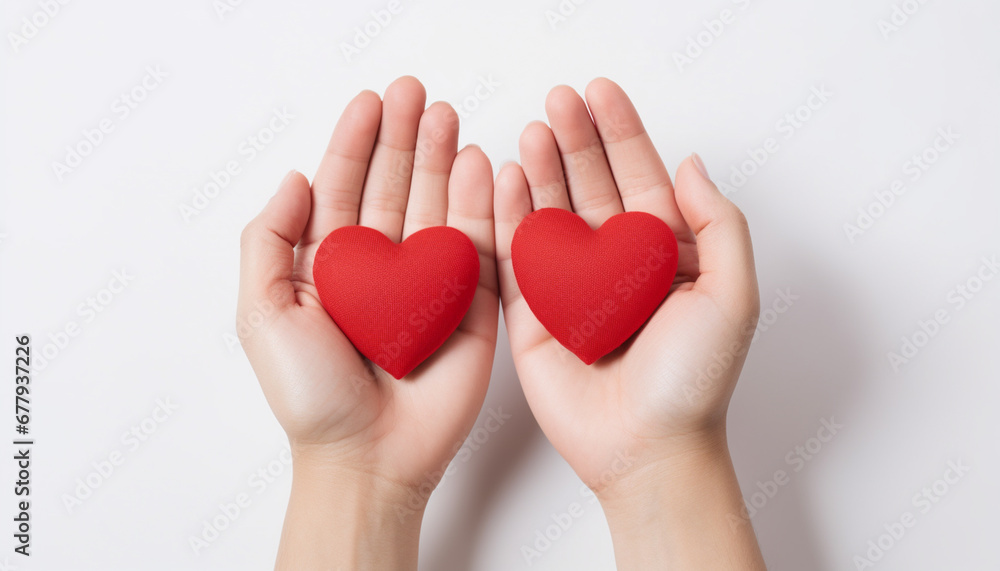 hands holding red heart isolated on white hands holding red heart isolated on white