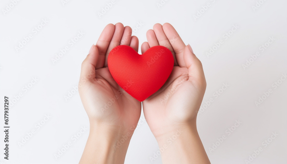hands holding red heart isolated on white hands holding red heart isolated on white