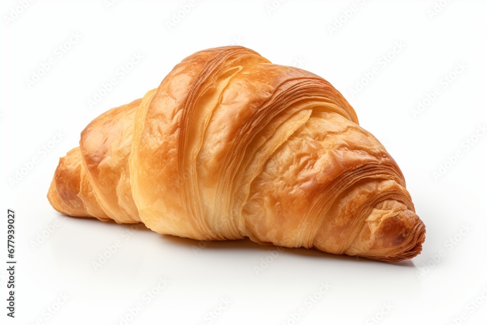 Croissant on isolated white background.