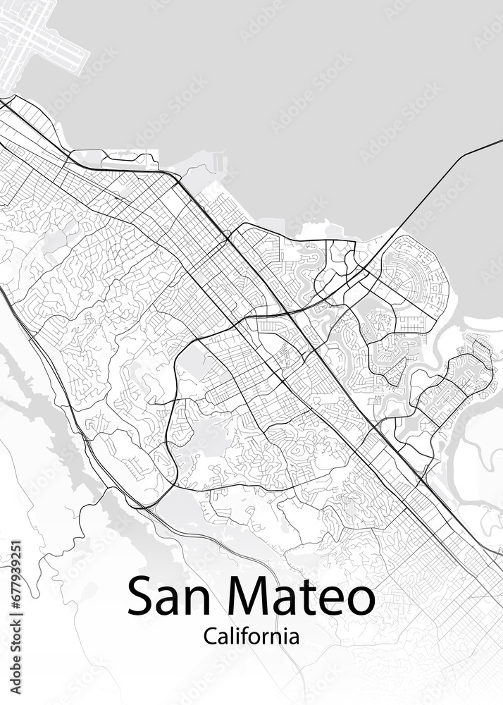 San Mateo California minimalist map