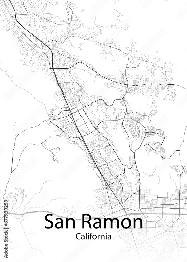 Fototapeta mapa świata dla dzieci San Ramon California minimalist map