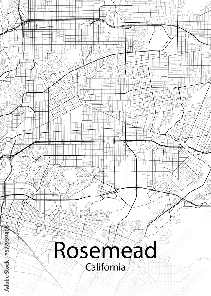 Rosemead California minimalist map