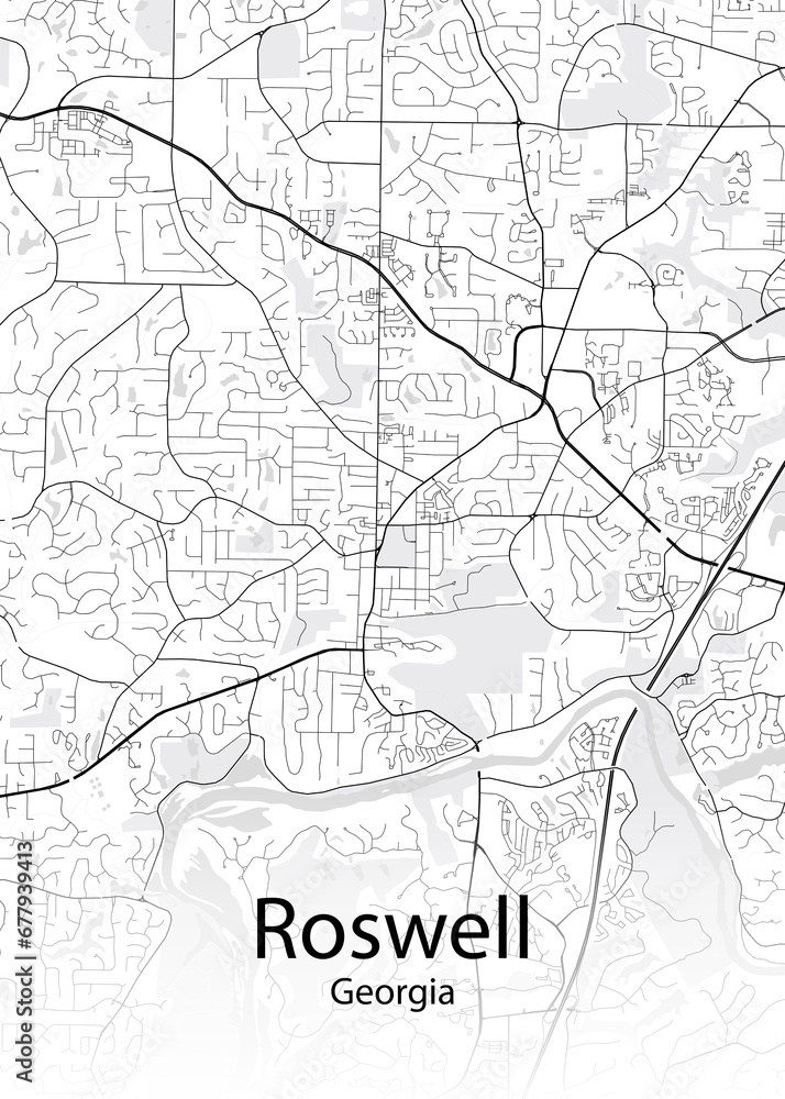 Roswell Georgia minimalist map