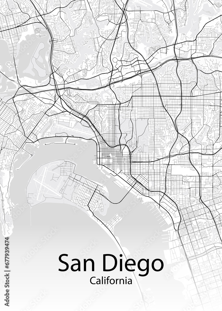 San Diego California minimalist map