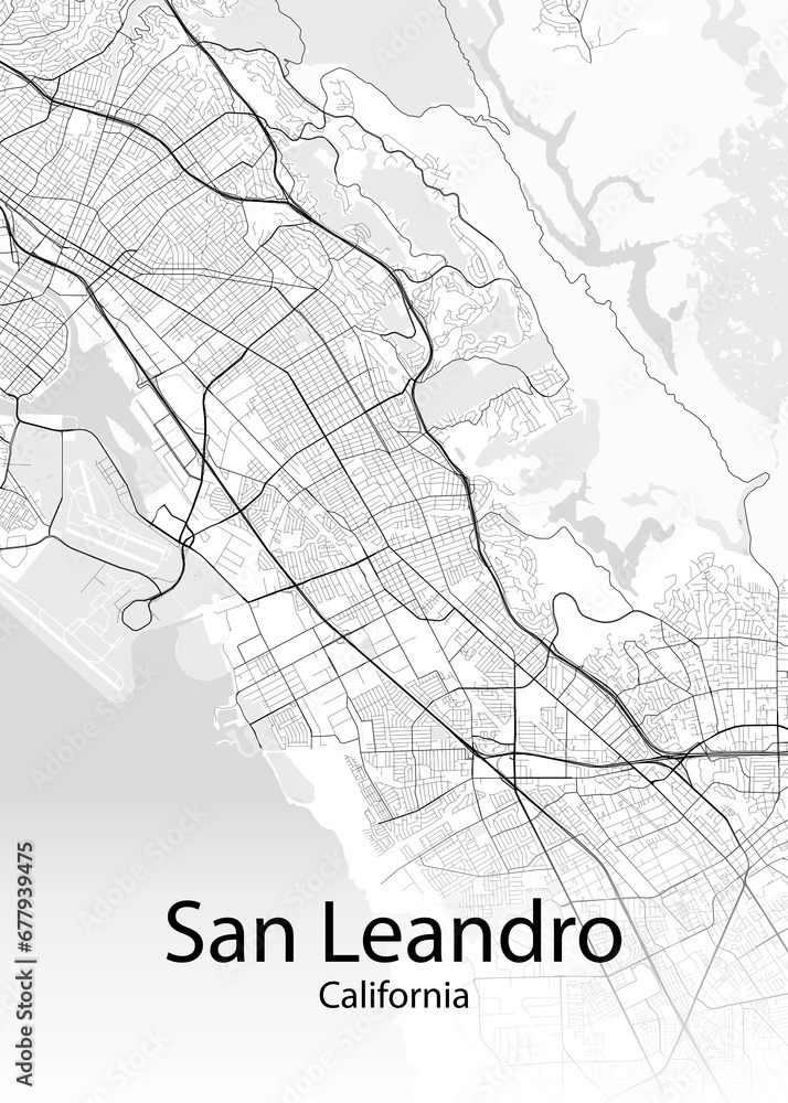 San Leandro California minimalist map