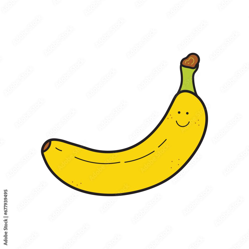 Vector illustration color children smiling fruit banana clipart