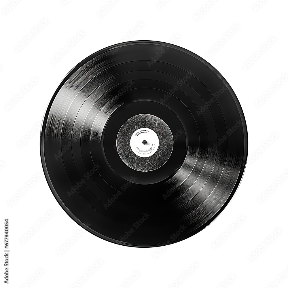 Black vinyl record isolated on transparent background Generative AI - obrazy, fototapety, plakaty 