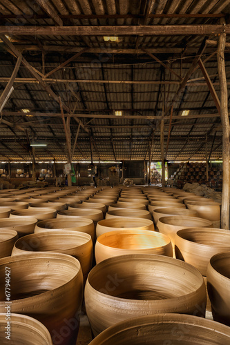 Handcrafted Thai-style dragon jars in Ratchaburi workshop, Thailand