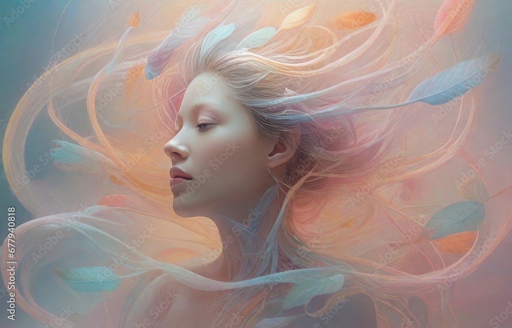 Fantasy portrait of a beautiful woman with long hair. Fantasy portrait of a beautiful woman with long hair.