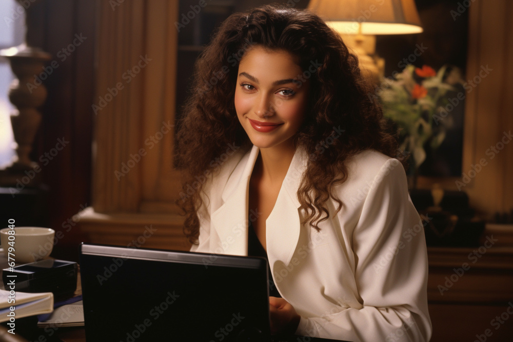 beautiful smiling woman working on laptop beautiful smiling woman working on laptop
