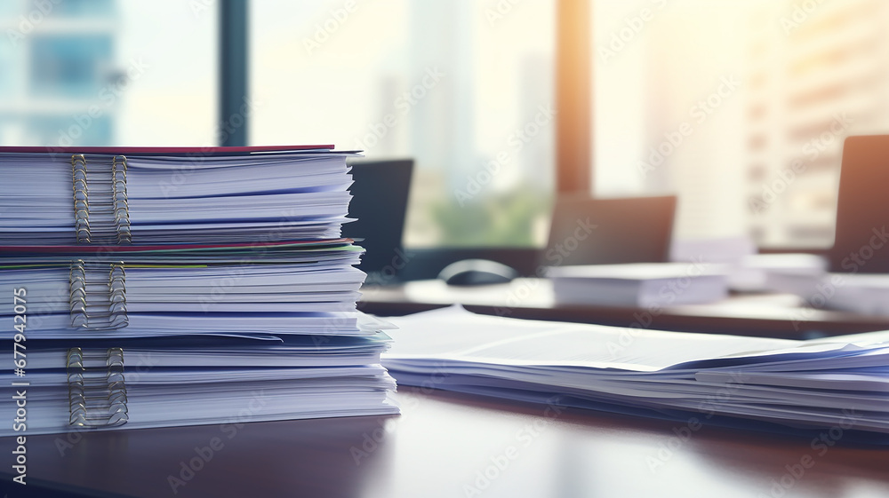 a stack of accounting documents on the desk in the office background copy space document flow a stack of accounting documents on the desk in the office background copy space document flow