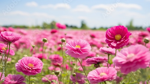 Pink cosmos blooming in the garden