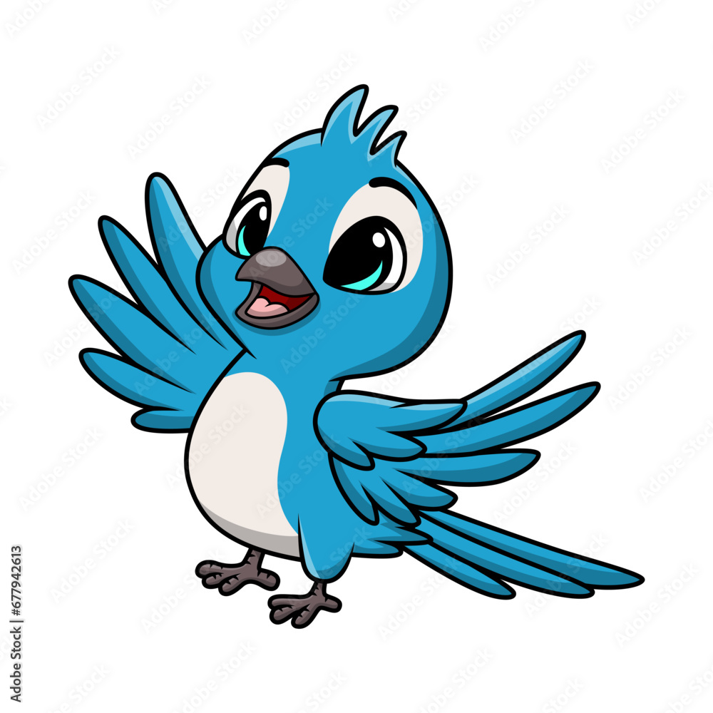 Cute blue jay cartoon on white background Cute blue jay cartoon on white background