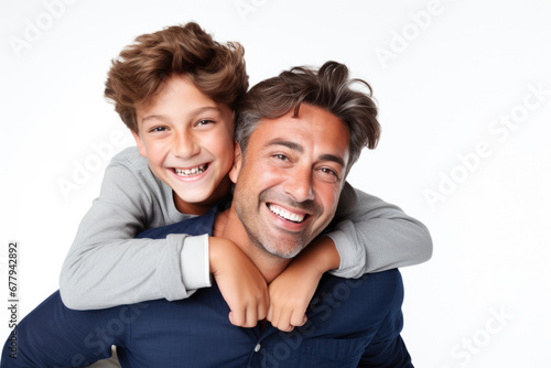 Cheerful father with son