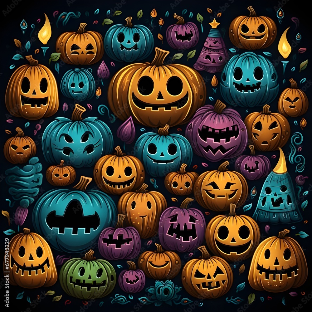 Obraz premium halloween pumpkins background