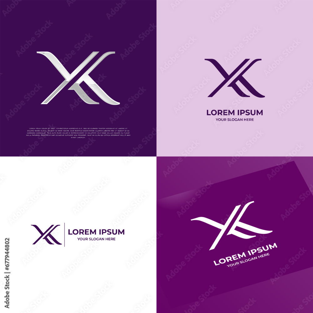 XK Initial Modern Typography Emblem Logo Template for Business