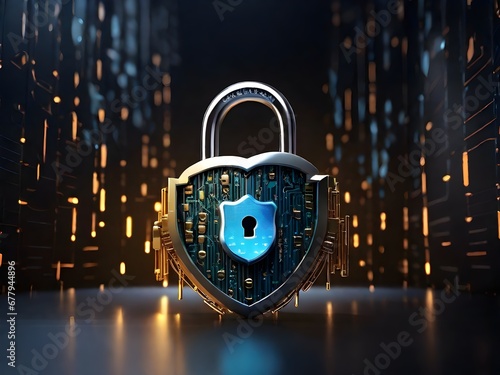 Obraz na płótnie Cyber security lock w salonie