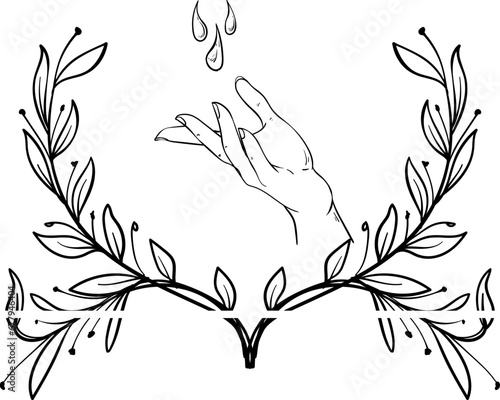 Hand with waterdrop