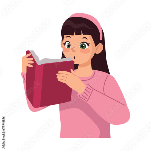 student girl reading a book