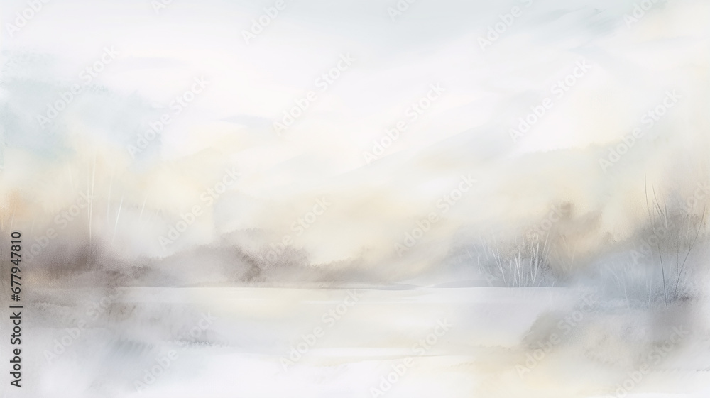 gray watercolor art background, blurred shaded in the style of nature autumn winter seasonal copy space - obrazy, fototapety, plakaty 