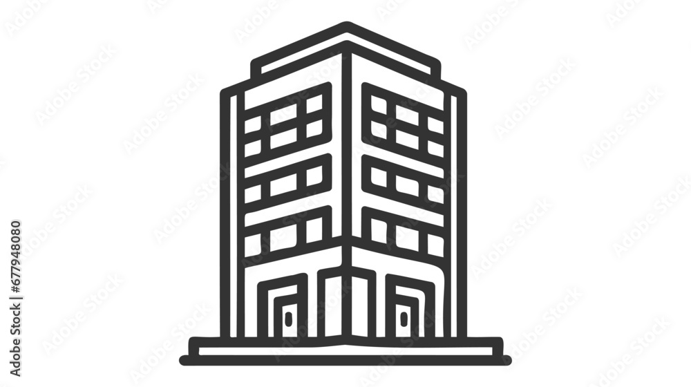 Office building sign icon in flat style. Apartment vector illustration on white isolated background.