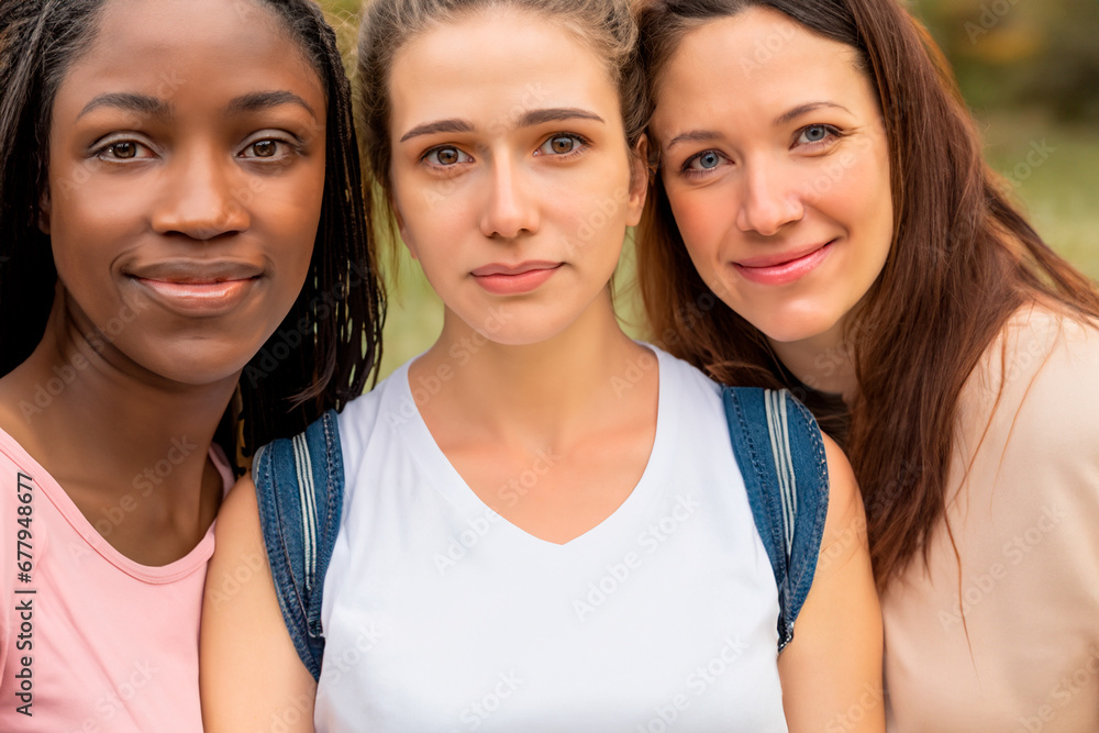 Three women of different ethnic groups on tour Three women of different ethnic groups on tour