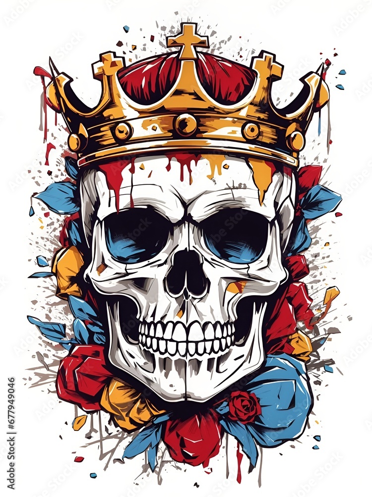 skull design wearing a crown, AI generated. skull design wearing a crown, AI generated.