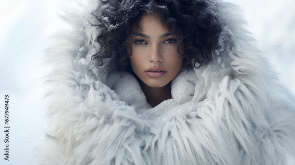 portrait of a woman in a fur coat portrait of a woman in a fur coat