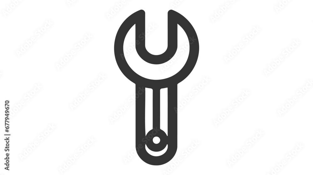 Monochrome vector illustration of a wrench, simplistic design, isolated on white background Monochrome vector illustration of a wrench, simplistic design, isolated on white background