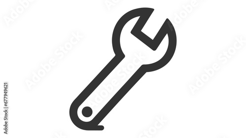 Monochrome vector illustration of a wrench, simplistic design, isolated on white background