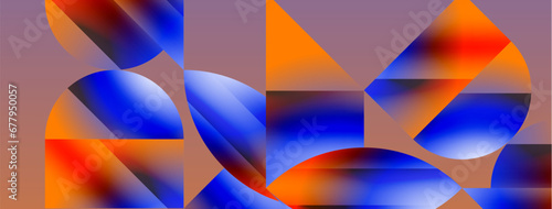Serene gradient template. Circles and triangles mingle in minimalist perfection. Gentle fusion of forms and hues creates balanced yet captivating backdrop, embodying modern sophistication