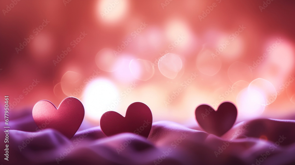 Dark red and purple Valentine's day background with beautiful bokeh and blurred heart Dark red and purple Valentine's day background with beautiful bokeh and blurred heart