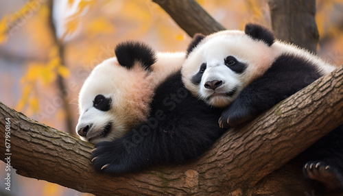 happy panda couple on the tree © RJ.RJ. Wave
