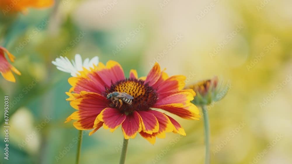 Bumblebee ballet on a cockade flower, a mesmerizing dance of nature's pollination in a vibrant garden. Bumblebee ballet on a cockade flower, a mesmerizing dance of nature's pollination in a vibrant garden.