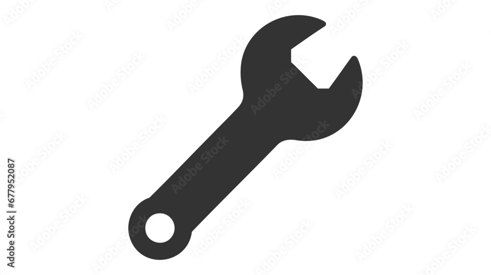 Monochrome vector illustration of a wrench, simplistic design, isolated on white background Monochrome vector illustration of a wrench, simplistic design, isolated on white background