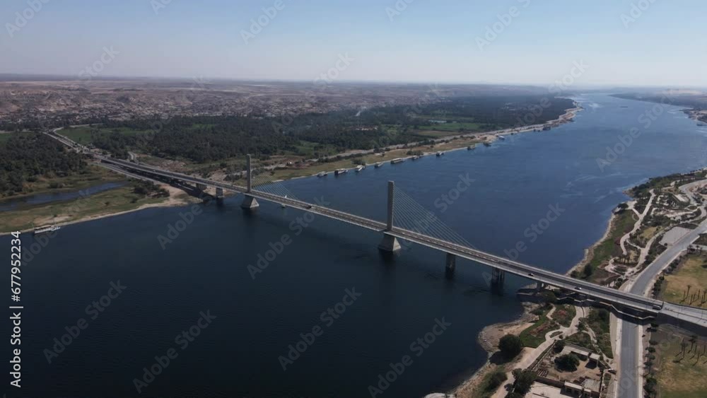 New Aswan bridge over Nile river New Aswan bridge over Nile river
