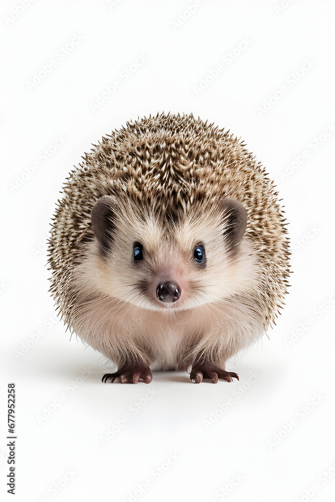Hedgehog isolated on white background. Close up. Studio shot. Hedgehog isolated on white background. Close up. Studio shot.