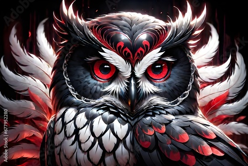 Gothic owl red eyes ai generation 