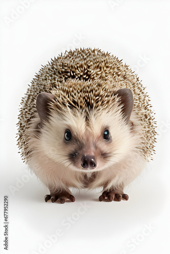 Hedgehog isolated on white background. Close up. Studio shot.