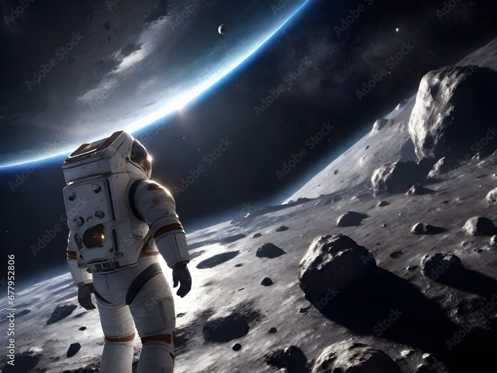 astronaut or spaceman on the surface of moon astronaut or spaceman on the surface of moon