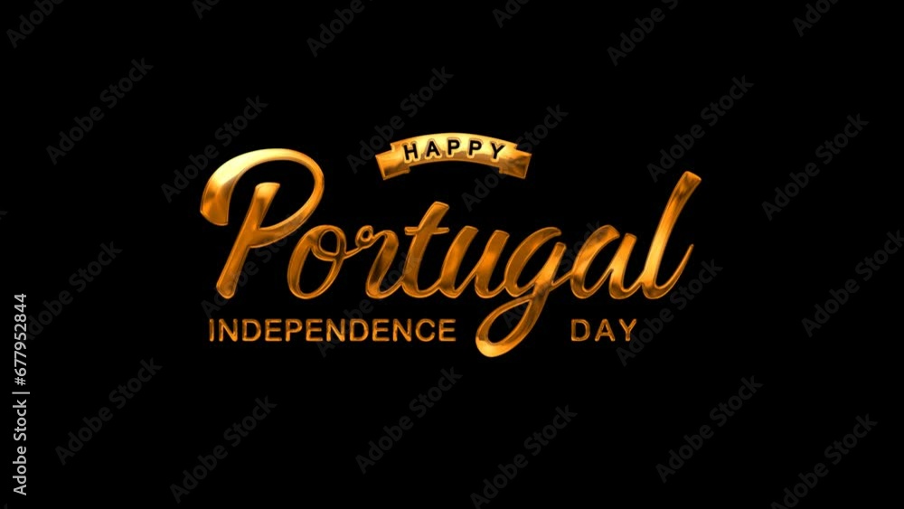 Happy Portugal Independence Day Text Animation on Gold Color. Great for Portugal Independence Day Celebrations, for banner, social media feed wallpaper stories Happy Portugal Independence Day Text Animation on Gold Color. Great for Portugal Independence Day Celebrations, for banner, social media feed wallpaper stories