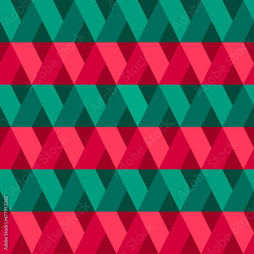 Red and green parallelogram seamless pattern design for Christmas and new year background.