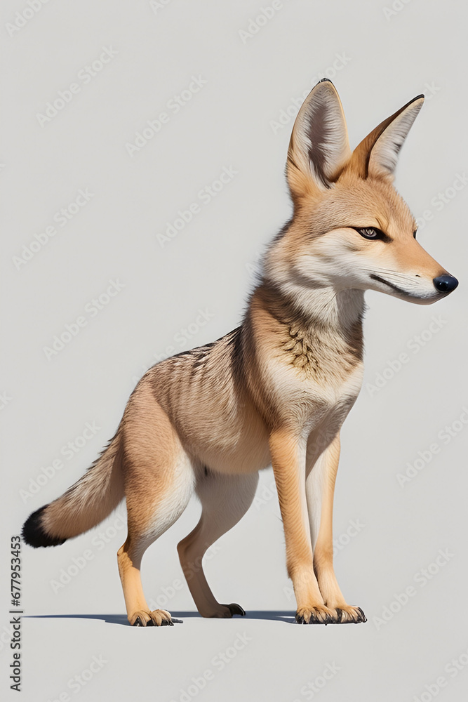 Obraz premium Red fox isolated on white background. Side view. 3D illustration
