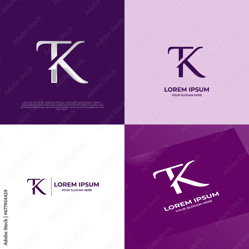 TK Initial Modern Typography Emblem Logo Template for Business