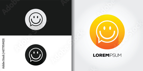 smile bubble chat logo set