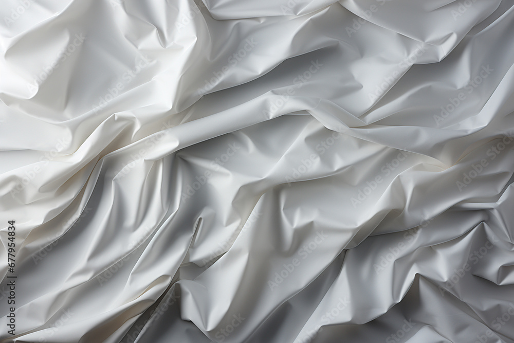 Close-Up of White Crumpled Fabric Texture Background Close-Up of White Crumpled Fabric Texture Background