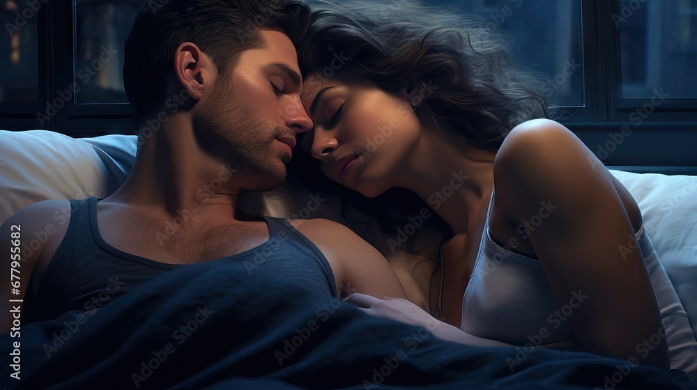 Intimate Morning: Couple Relaxes After Passionate Night Intimate Morning: Couple Relaxes After Passionate Night