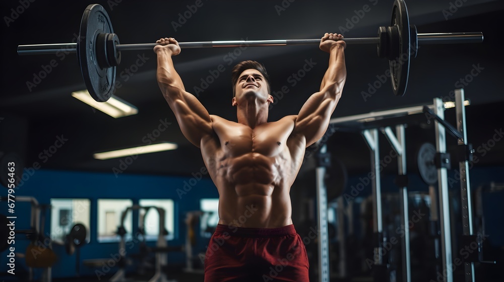 Man Lifting Weights Barbell At The Gym. Generated with AI. Man Lifting Weights Barbell At The Gym. Generated with AI.